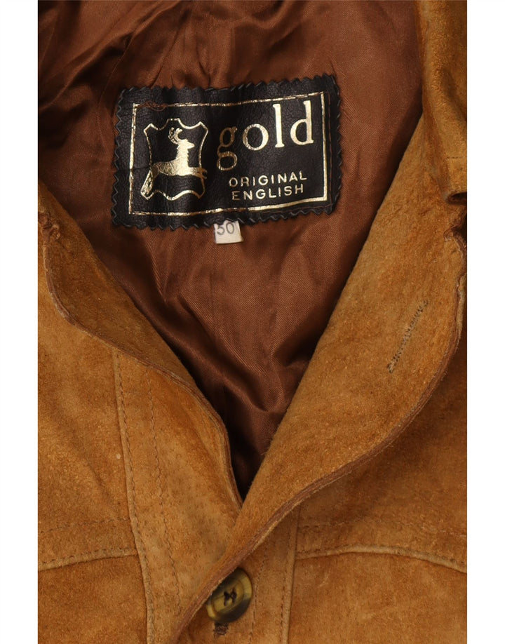 Giacca vintage in pelle scamosciata da uomo IT 50 in pelle beige media