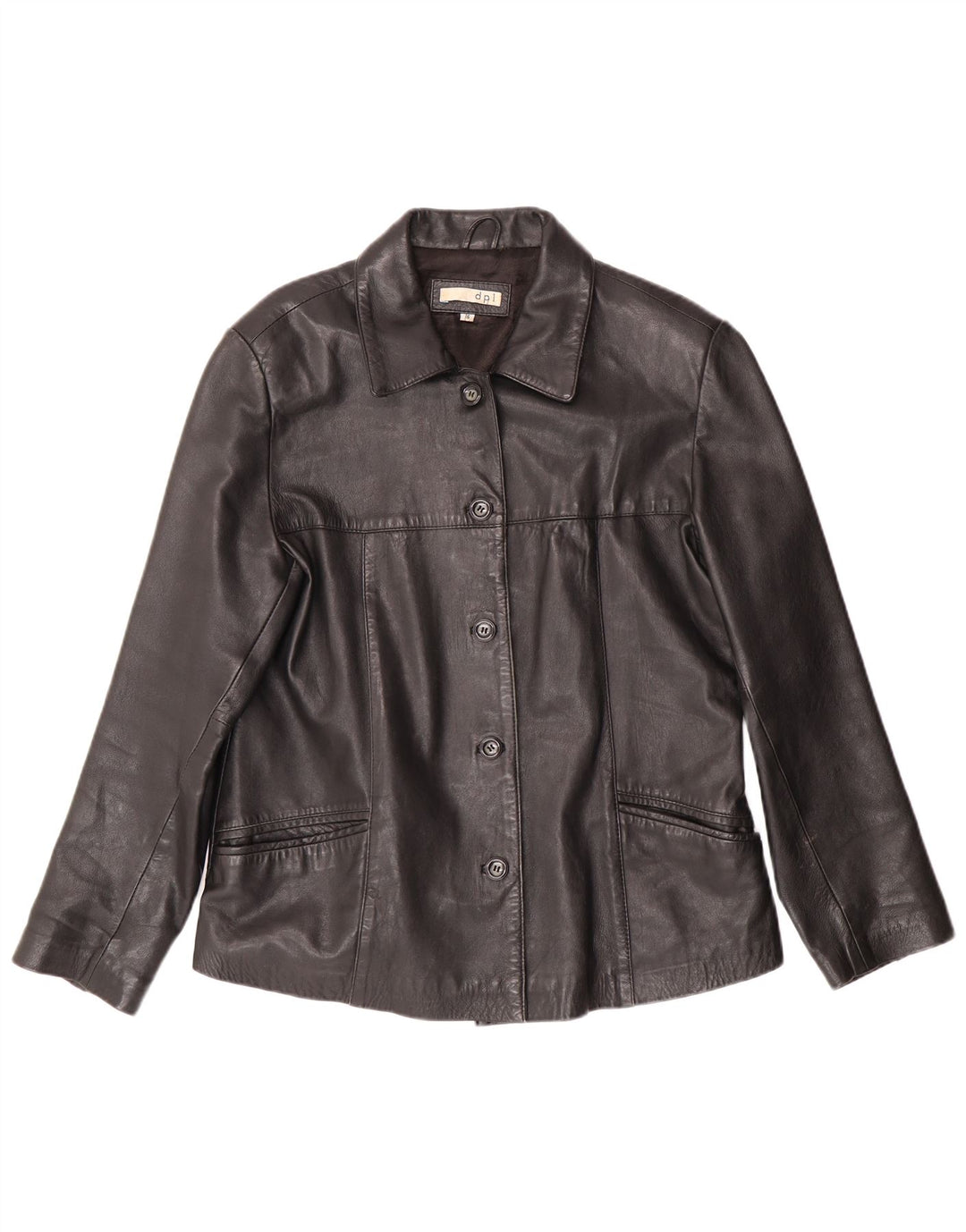 Giacca in pelle vintage da donna UK 16 grande in pelle nera