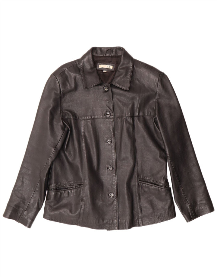 Giacca in pelle vintage da donna UK 16 grande in pelle nera