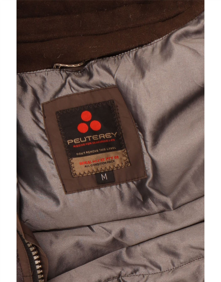 PEUTEREY Giacca imbottita imbottita con cappuccio da uomo UK 38 Cotone marrone medio