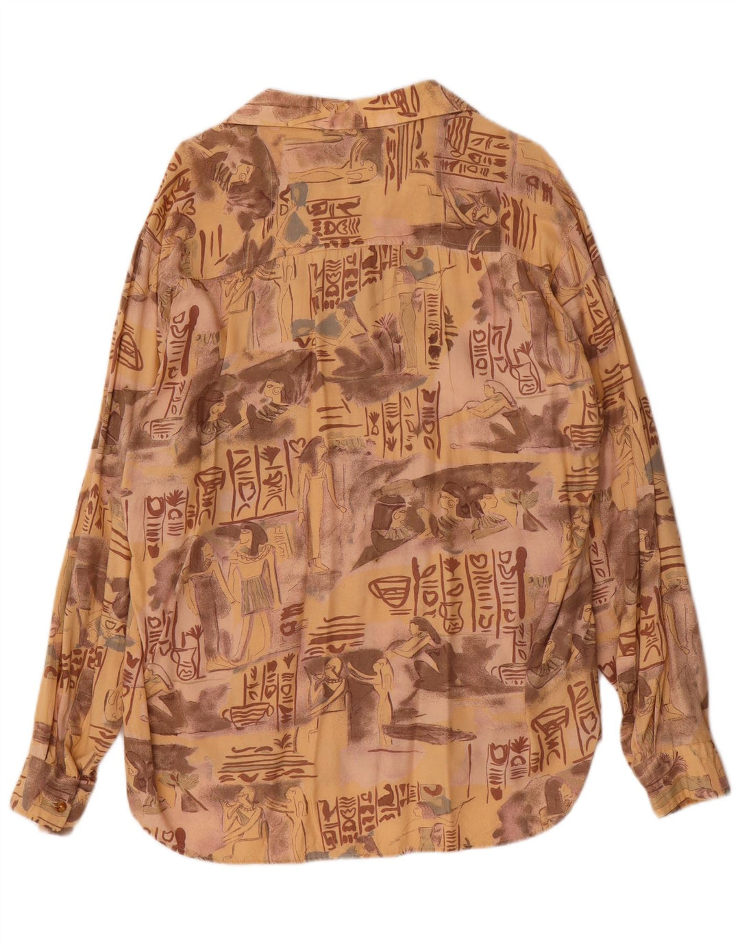 Camicia grafica vintage da uomo XL in viscosa beige