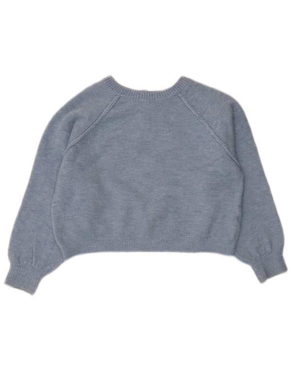 Maglione corto con scollo a barca da donna Zara UK 16 grande acrilico blu