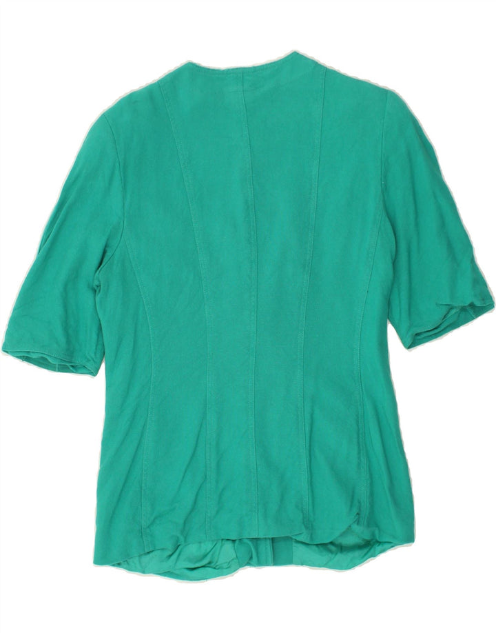 LOUIS FERAUD Womens Short Sleeve Blazer Jacket UK 14 Large Turquoise Vintage Louis Feraud and Second-Hand Louis Feraud from Messina Hembry 