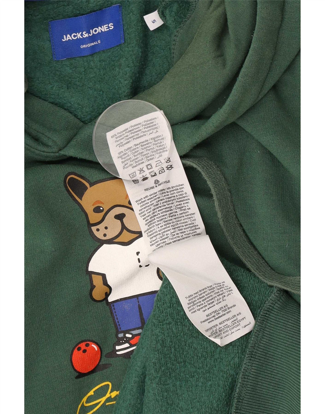 Maglione con cappuccio grafico da uomo Jack & Jones piccolo poliestere verde