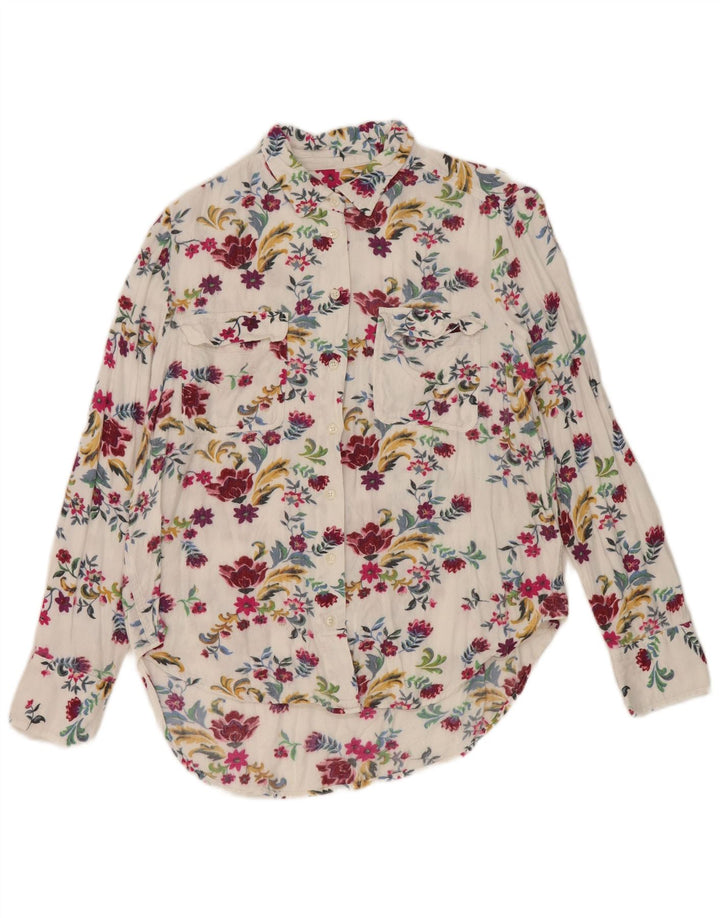 Camicia da donna Marks & Spencer UK 12 Viscosa floreale bianca media