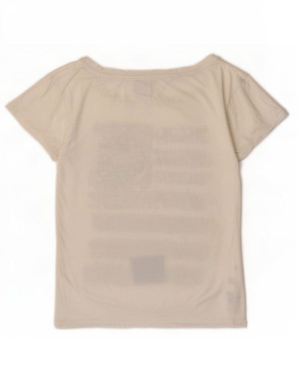 T-shirt grafica da donna Tommy Hilfiger Top UK 14 cotone bianco medio