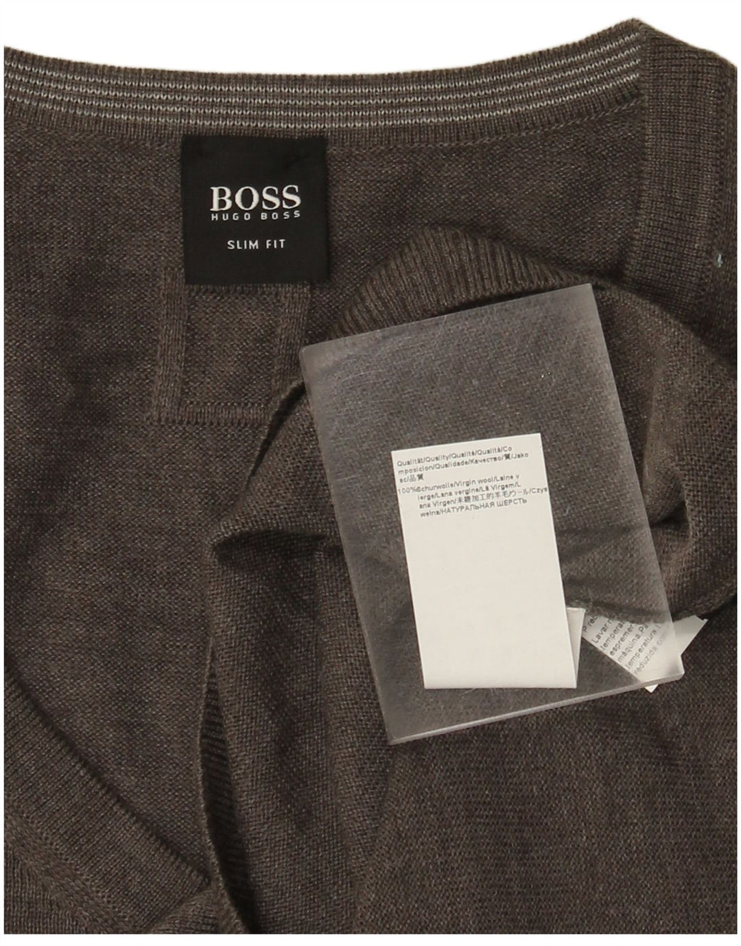 Maglione da uomo HUGO BOSS slim fit con scollo a V 3XL lana grigia