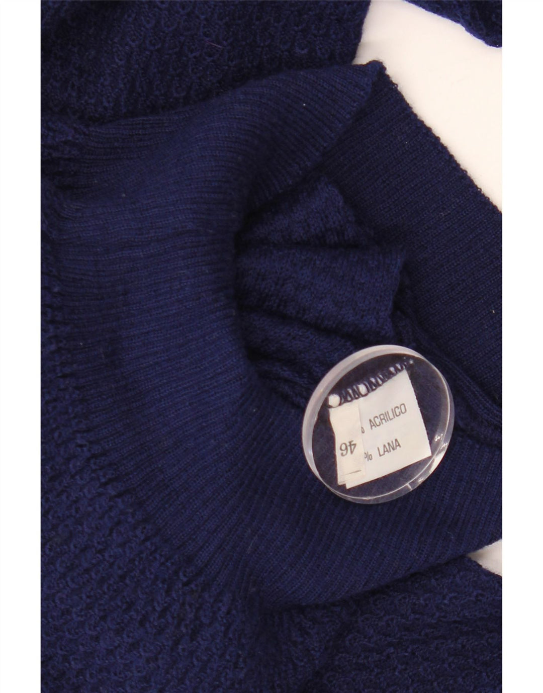 Maglione da donna con scollo a V VINTAGE IT 46 Large in acrilico blu navy