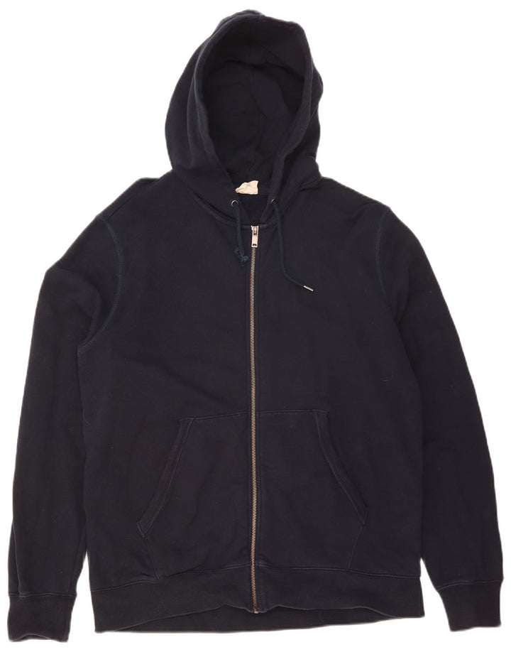 MARKS & SPENCER Maglione con cappuccio e zip da uomo grande in cotone blu navy