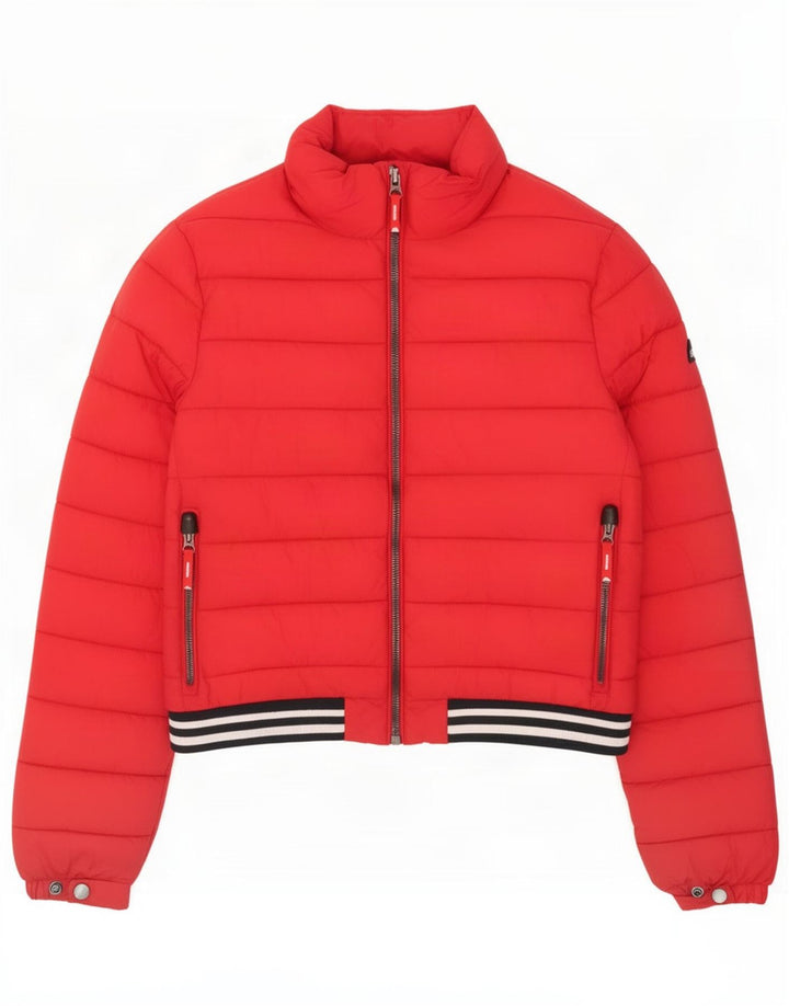 Giacca imbottita da donna Superdry UK 14 Large Rosso Poliestere
