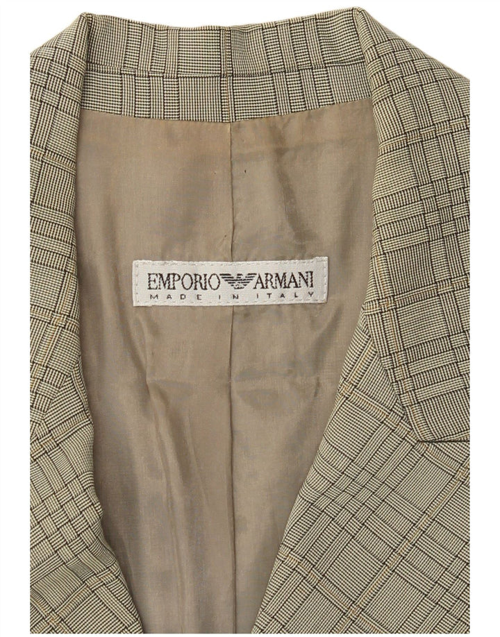 Giacca blazer a 3 bottoni da donna Emporio Armani UK 12 verde medio a quadri