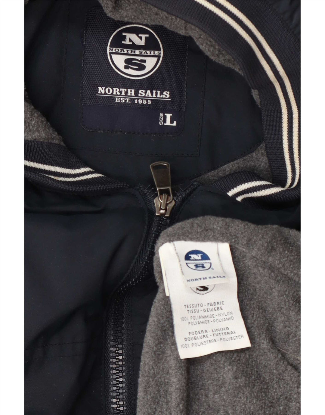 Giubbotto bomber con cappuccio da uomo North Sails UK 40 Large blu navy in poliammide