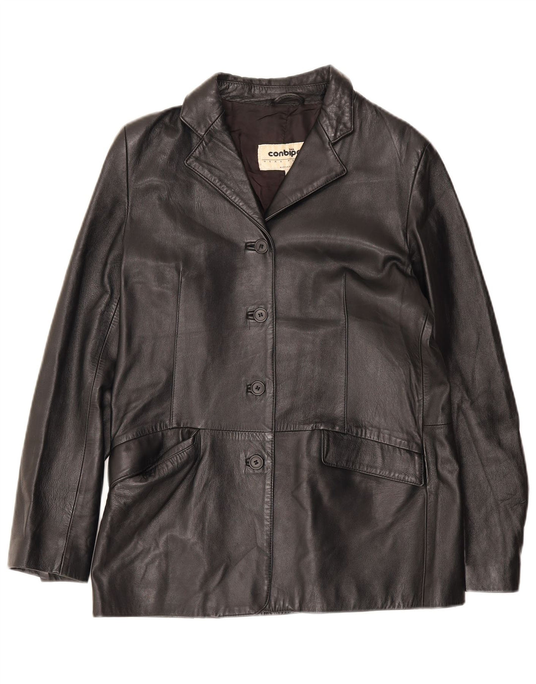 Giacca Blazer in Pelle da Donna a 4 Bottoni Conbipel IT 48 XL Nera