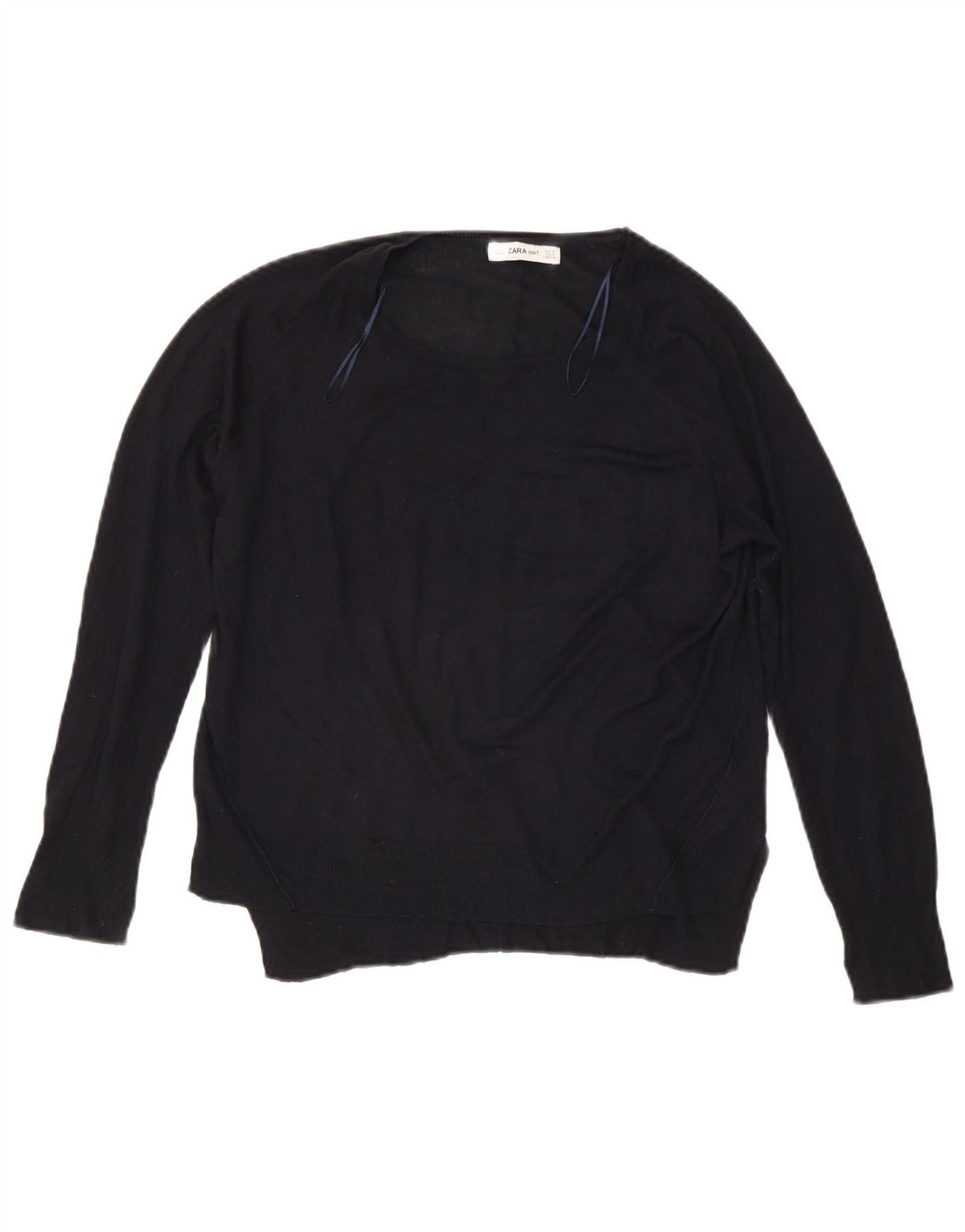 Maglione maglione con scollo a barca da donna Zara UK 14 blu navy medio