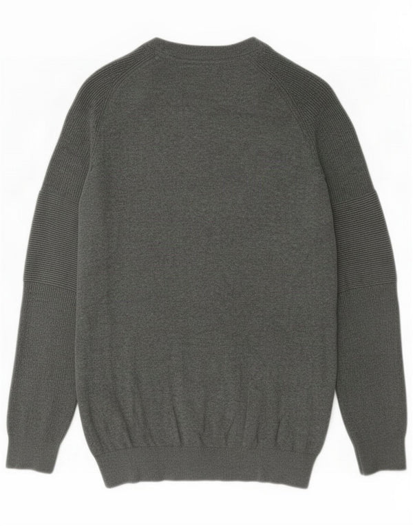 Zara Mens Crew Neck Jumper Sweater Small Grey Cotton