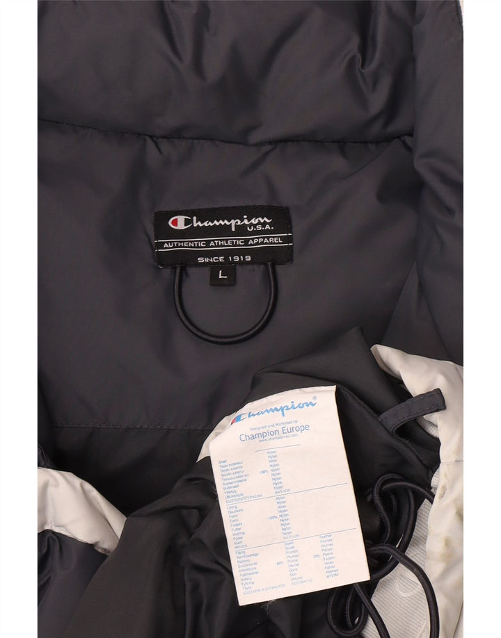 Giacca imbottita con cappuccio da uomo Champion UK 40 grande nylon grigio
