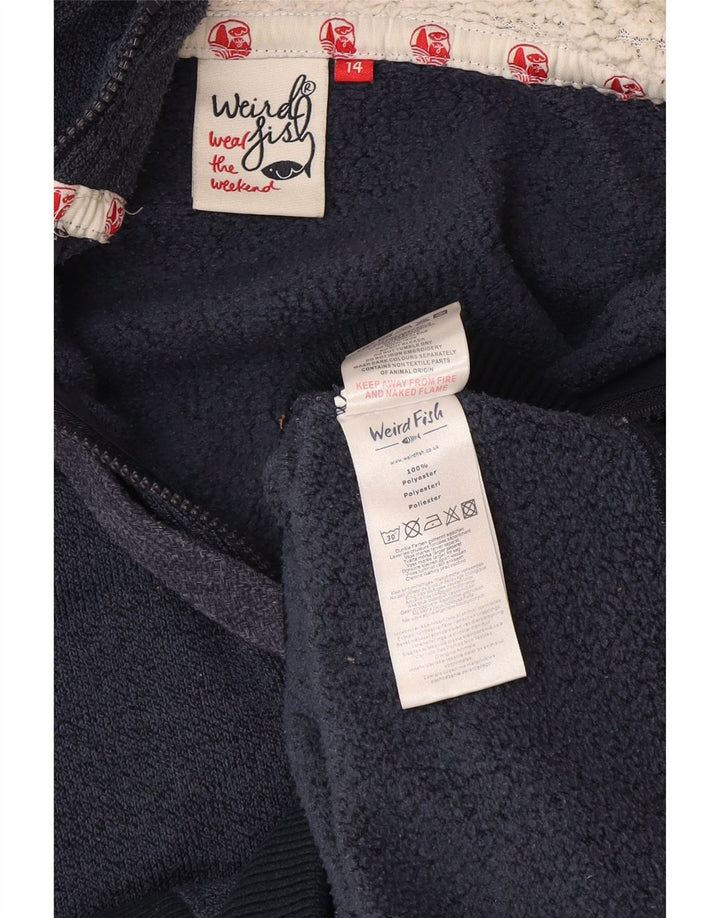 Maglione con cappuccio e zip da donna Weird Fish UK 14 Grande poliestere blu navy