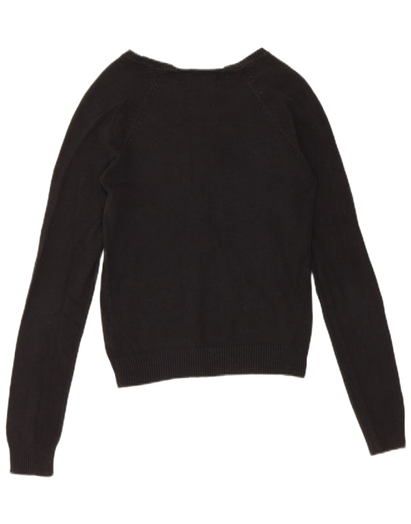 Maglione corto con scollo a V da donna Zara UK 8 piccolo cotone nero