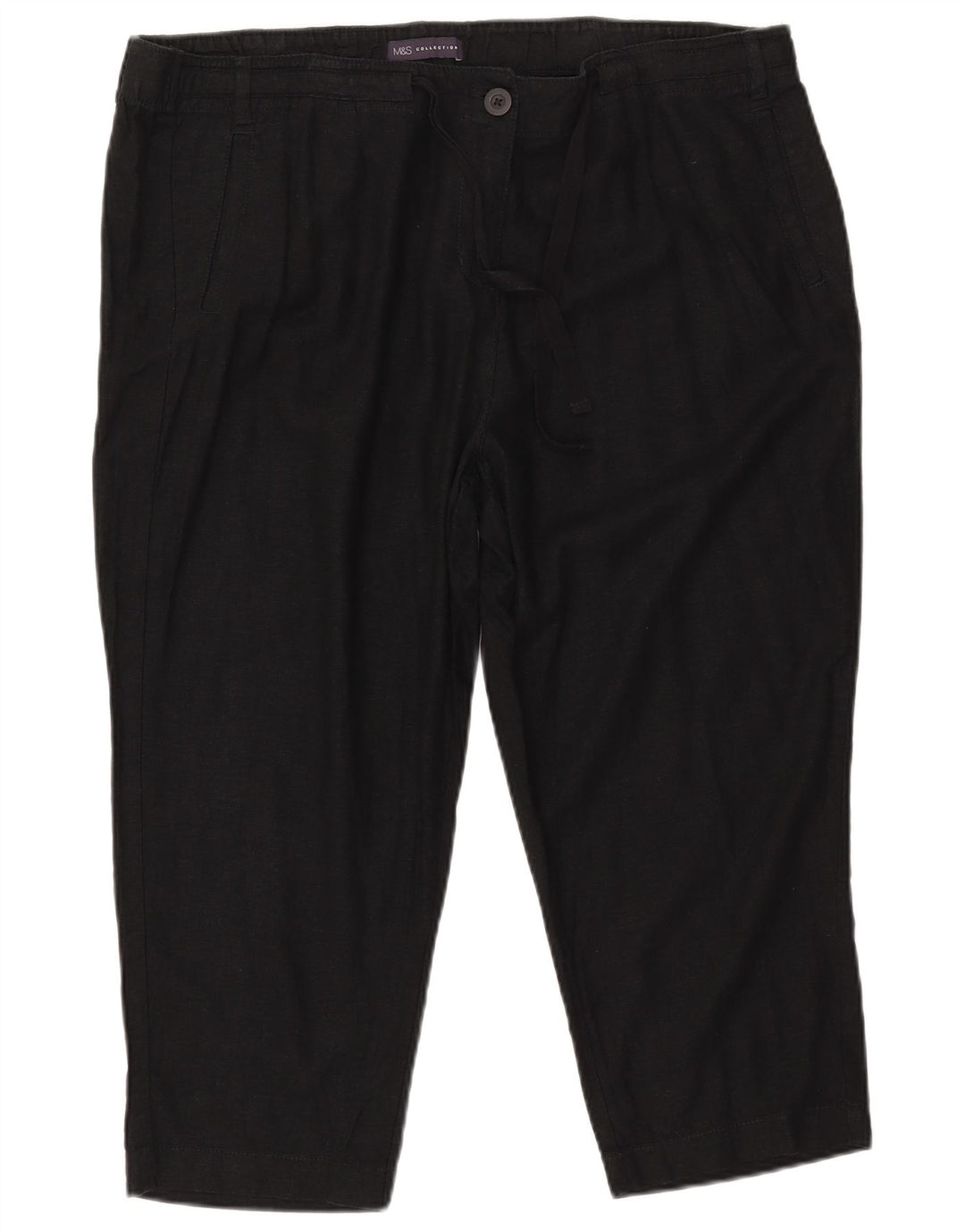 Pantaloni Capri slim da donna Marks & Spencer UK 20 2XL W40 L22 Lino nero
