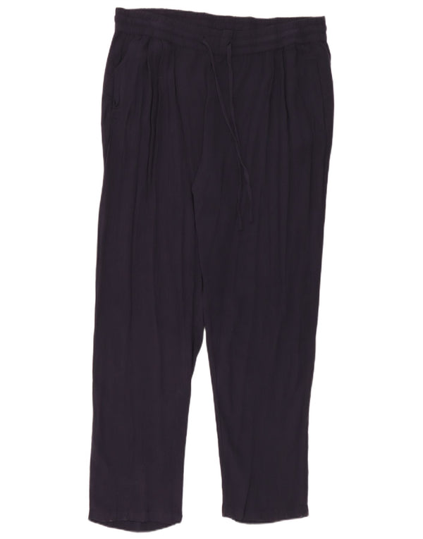 Marks & Spencer Womens Pegged Casual Trousers UK 16 Large W36 L32 Navy Blue