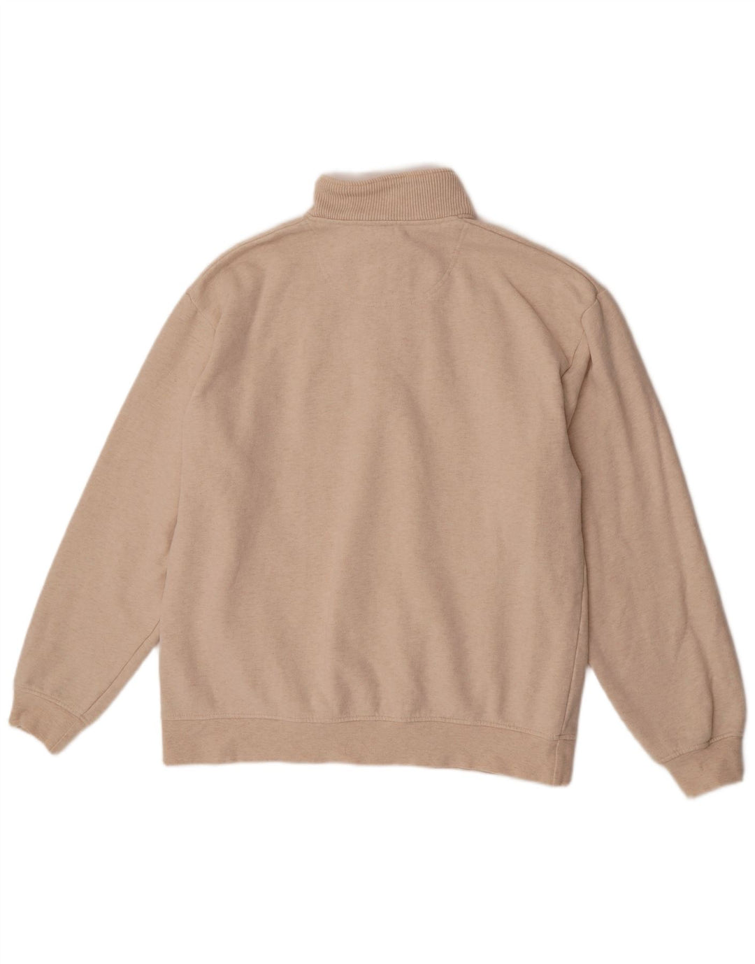 Felpa da uomo con collo con zip Orvis, maglione grande, cotone chiazzato beige