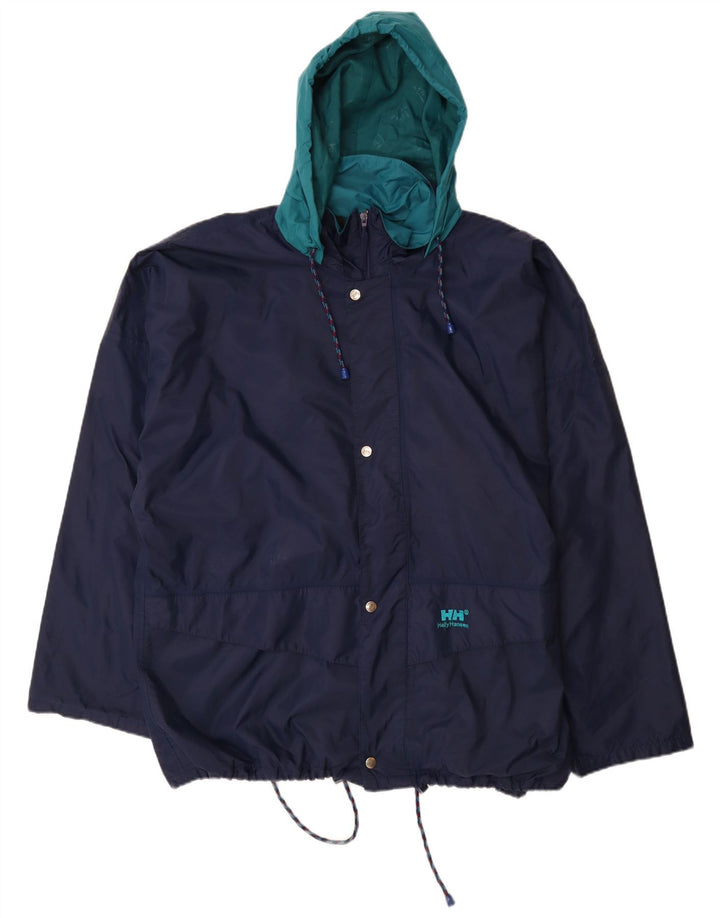 HELLY HANSEN Giacca antipioggia da uomo con cappuccio UK 42 XL Blu navy Colourblock