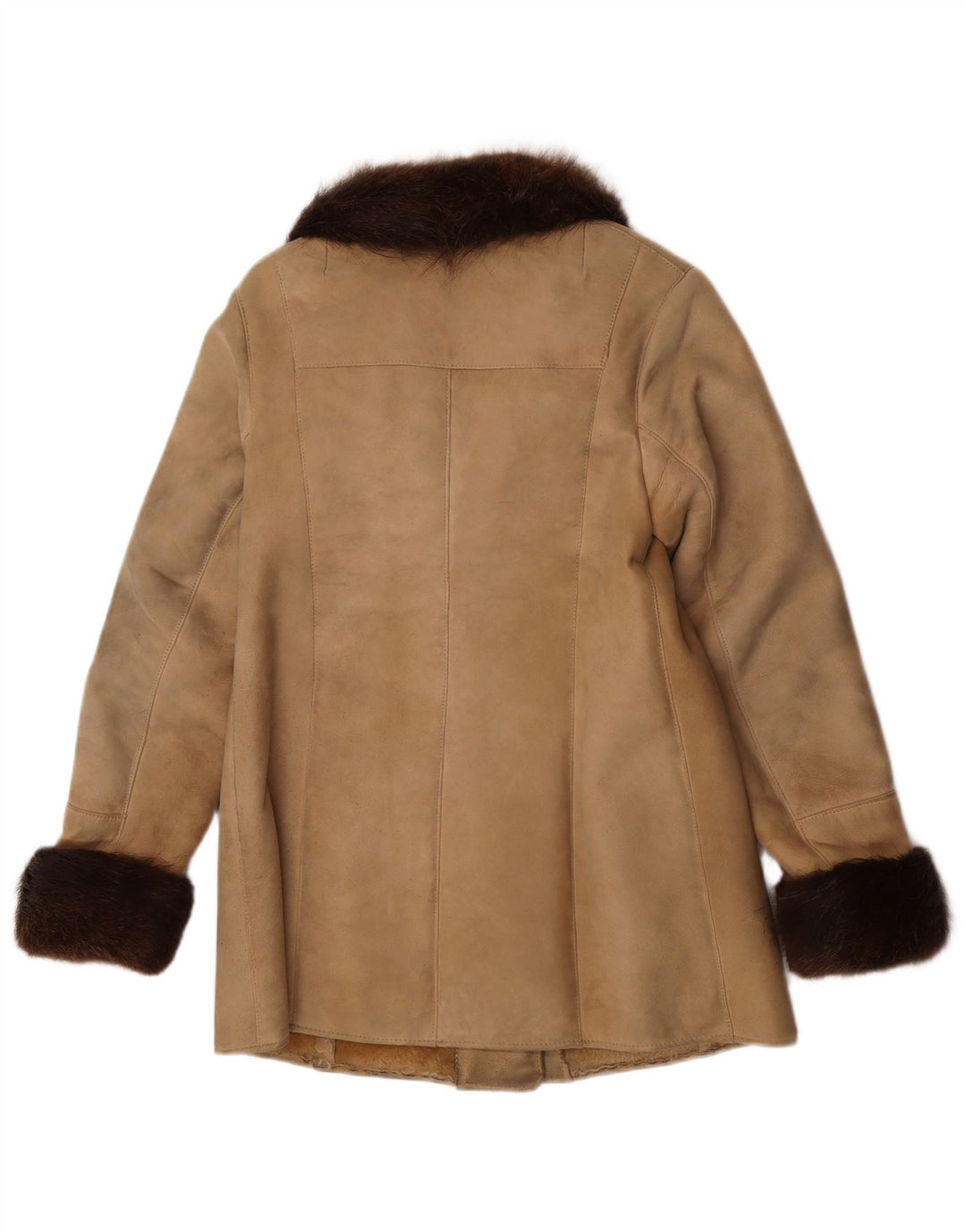 Cappotto in shearling vintage da donna UK 10 piccolo beige
