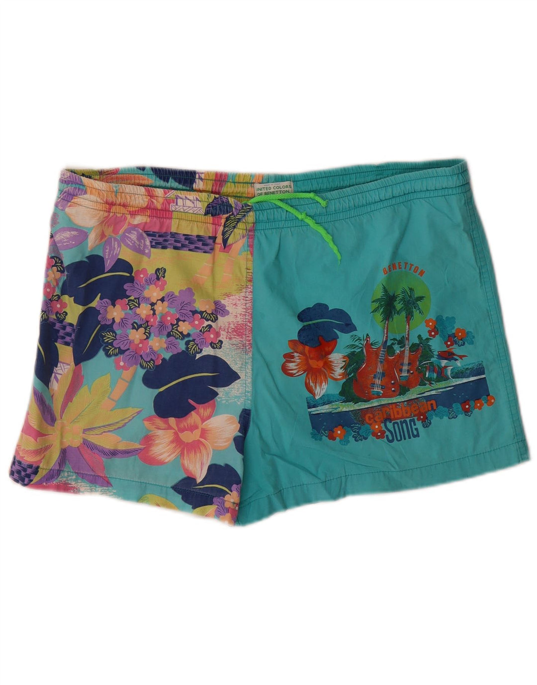 Pantaloncini da bagno da uomo Benetton Turchese medio floreale