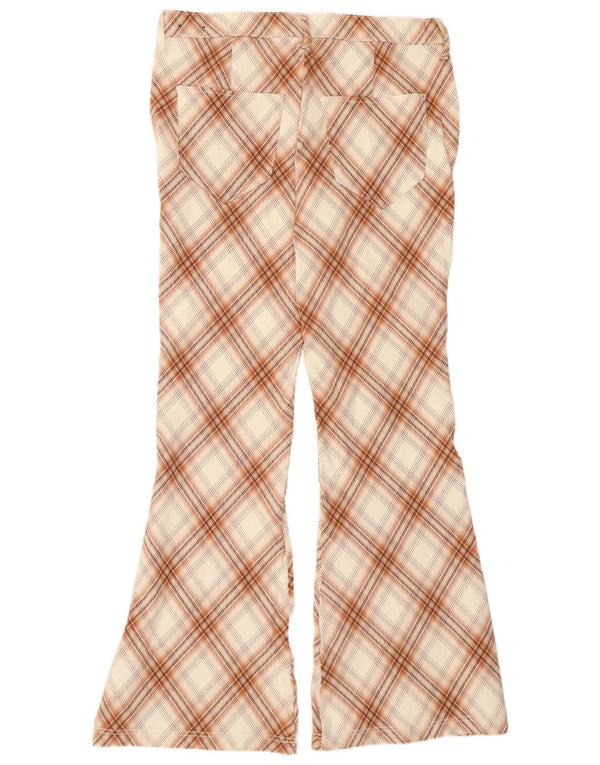 Pantaloni casual Hollister Flare da donna grandi W32 L32 viscosa scozzese beige