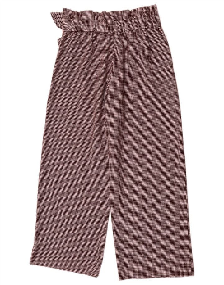 Pantaloni Capri a vita alta da donna Zara piccoli W26 L23 poliestere a quadri marroni