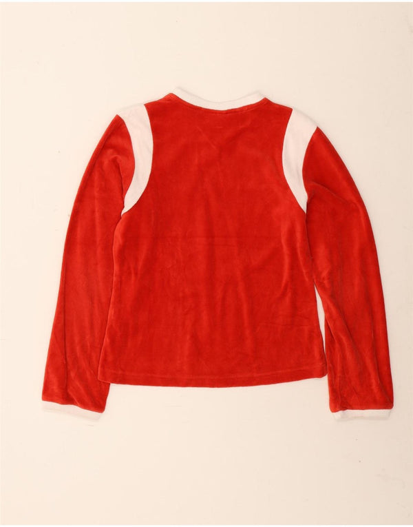 Top grafico Puma da donna manica lunga UK 14 Large Colore a blocchi rosso Cotone