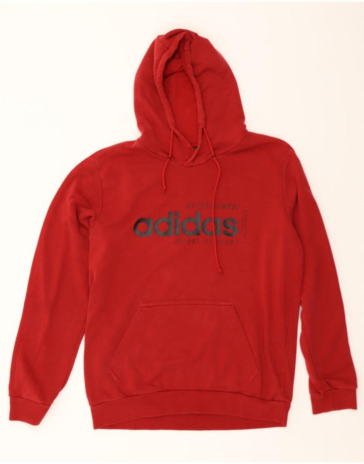 ADIDAS Mens Graphic Hoodie Jumper Medium Red Cotton Vintage Adidas and Second-Hand Adidas from Messina Hembry 
