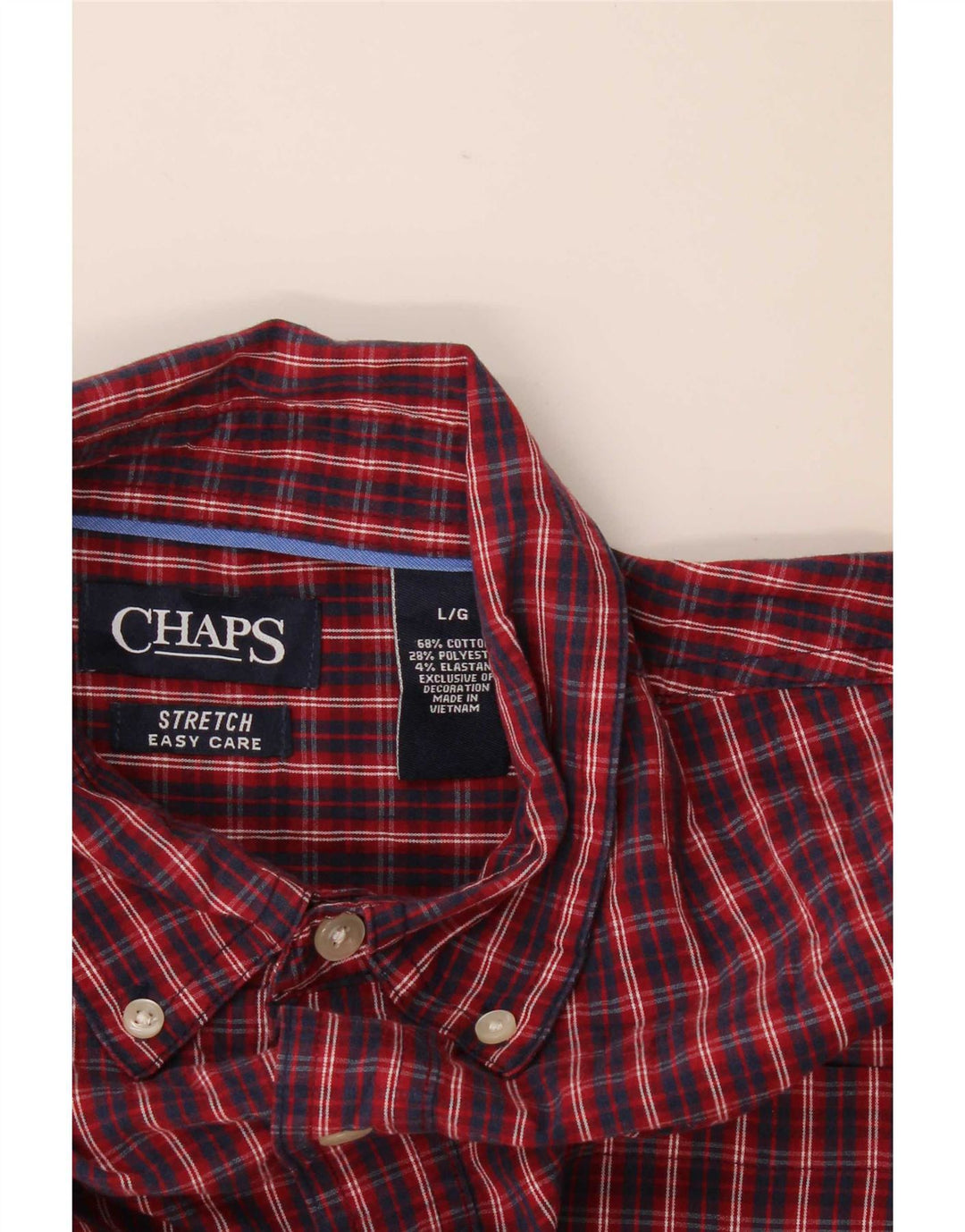 Camicia elasticizzata da uomo Chaps Socal, cotone a quadri bordeaux di grandi dimensioni