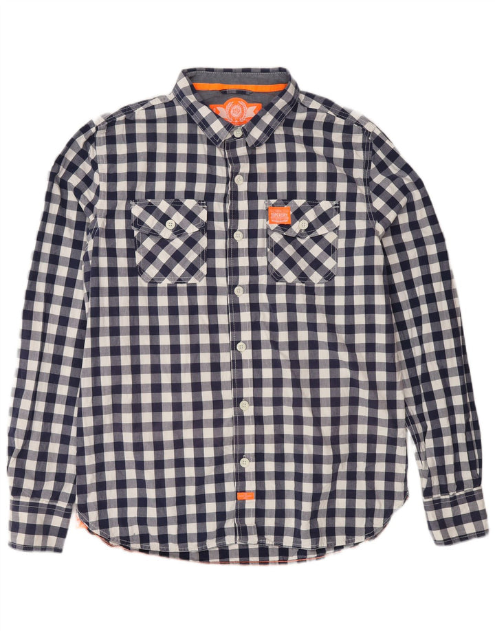 Camicia da uomo Superdry 2XL in cotone a quadretti blu navy