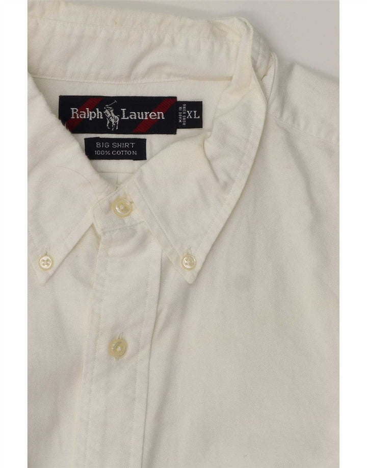 Camicia Ralph Lauren da uomo grande e alta XL in cotone bianco