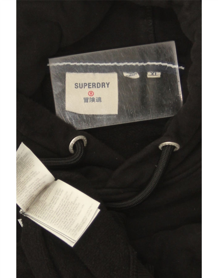 Felpa con cappuccio grafica da uomo SUPERDRY XL in cotone nero