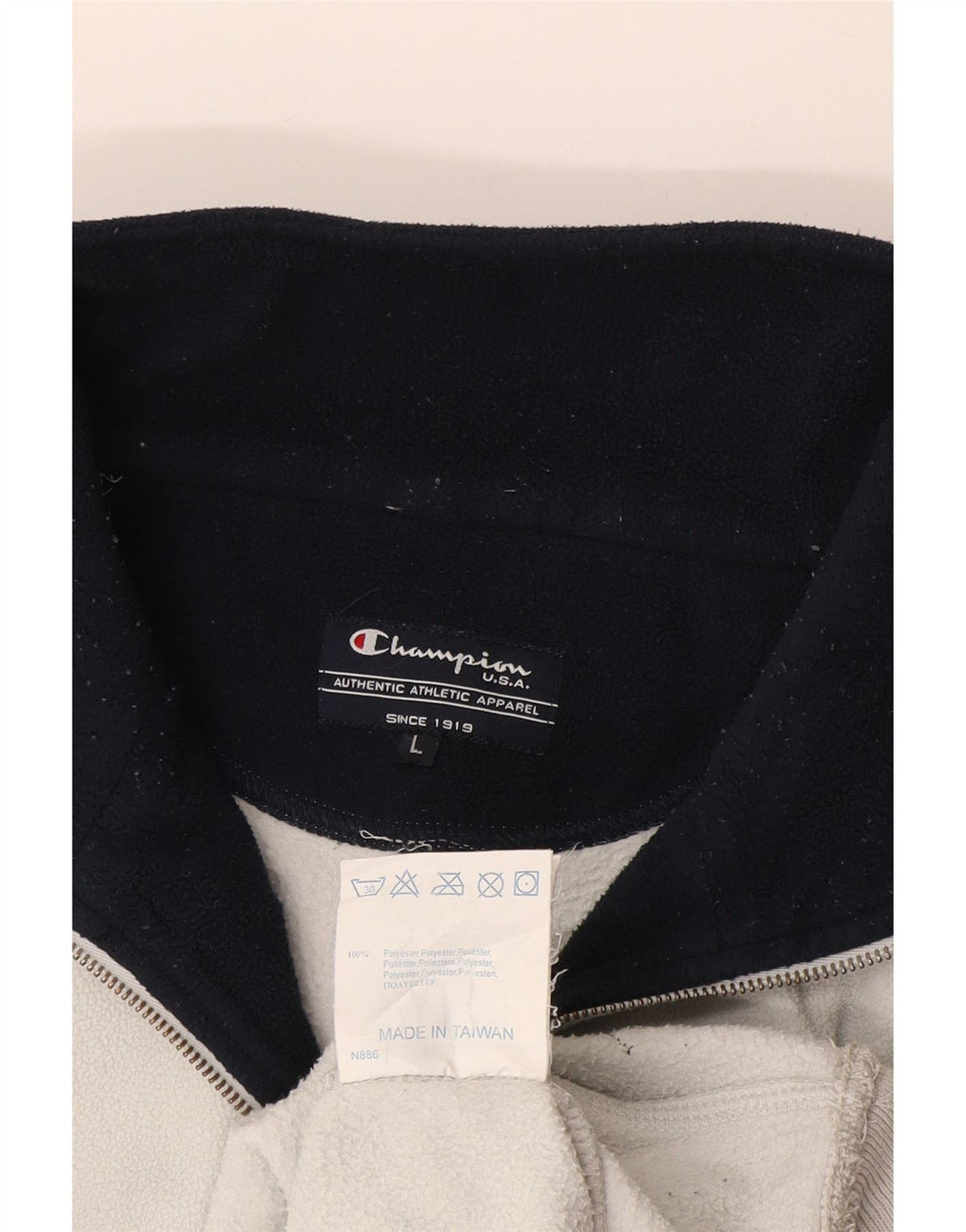 Maglione in pile da uomo Champion con zip e collo, grande, in poliestere color block blu navy