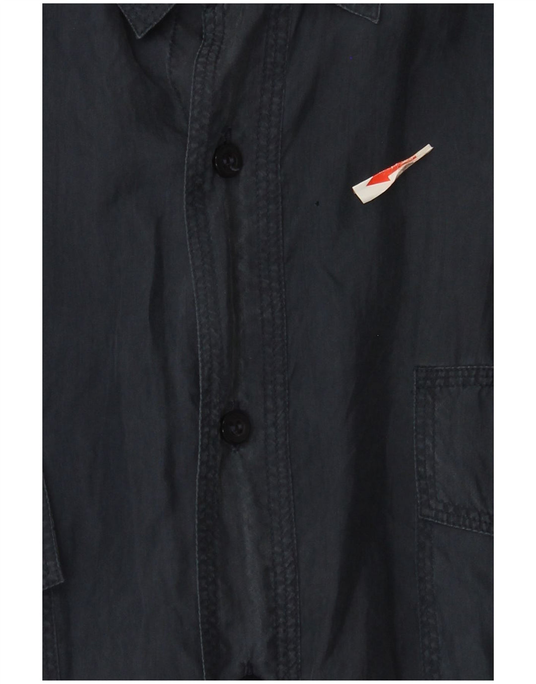 Camicia vintage da uomo a maniche corte grande in seta blu navy