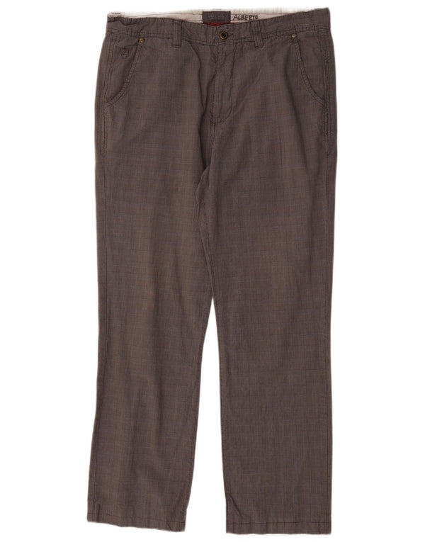 Zara Mens Straight Casual Trousers EU 44 Large W34 L29 Grey Houndstooth