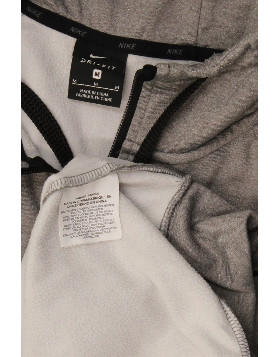 NIKE Felpa con cappuccio e zip Dri Fit da uomo in poliestere grigio medio