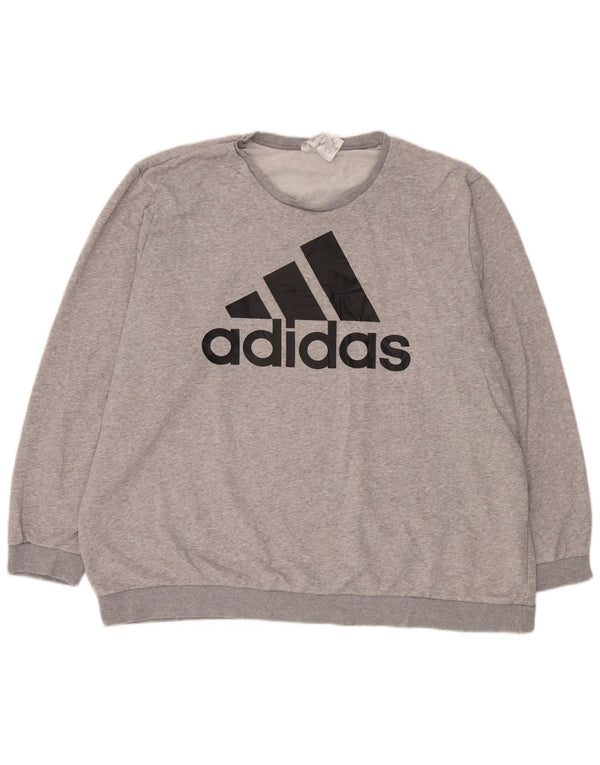 Felpa grafica da uomo Adidas maglione 3XL cotone chiazzato grigio