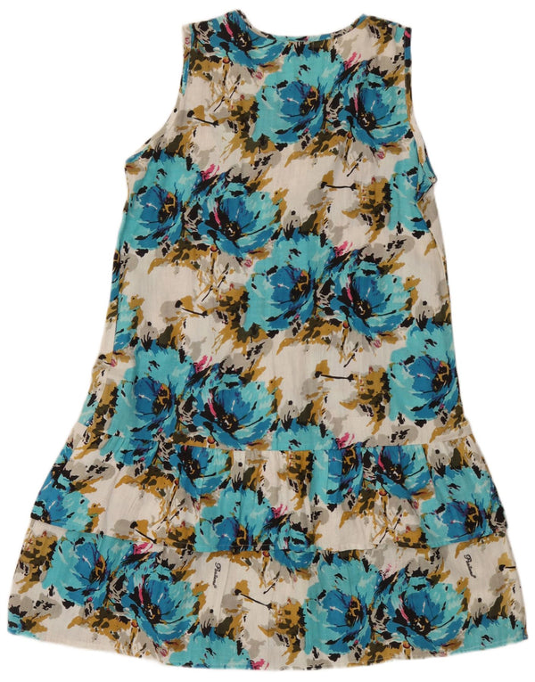 Positano by Jean Paul Womens Tiered Dress UK 16 Large Blue Floral