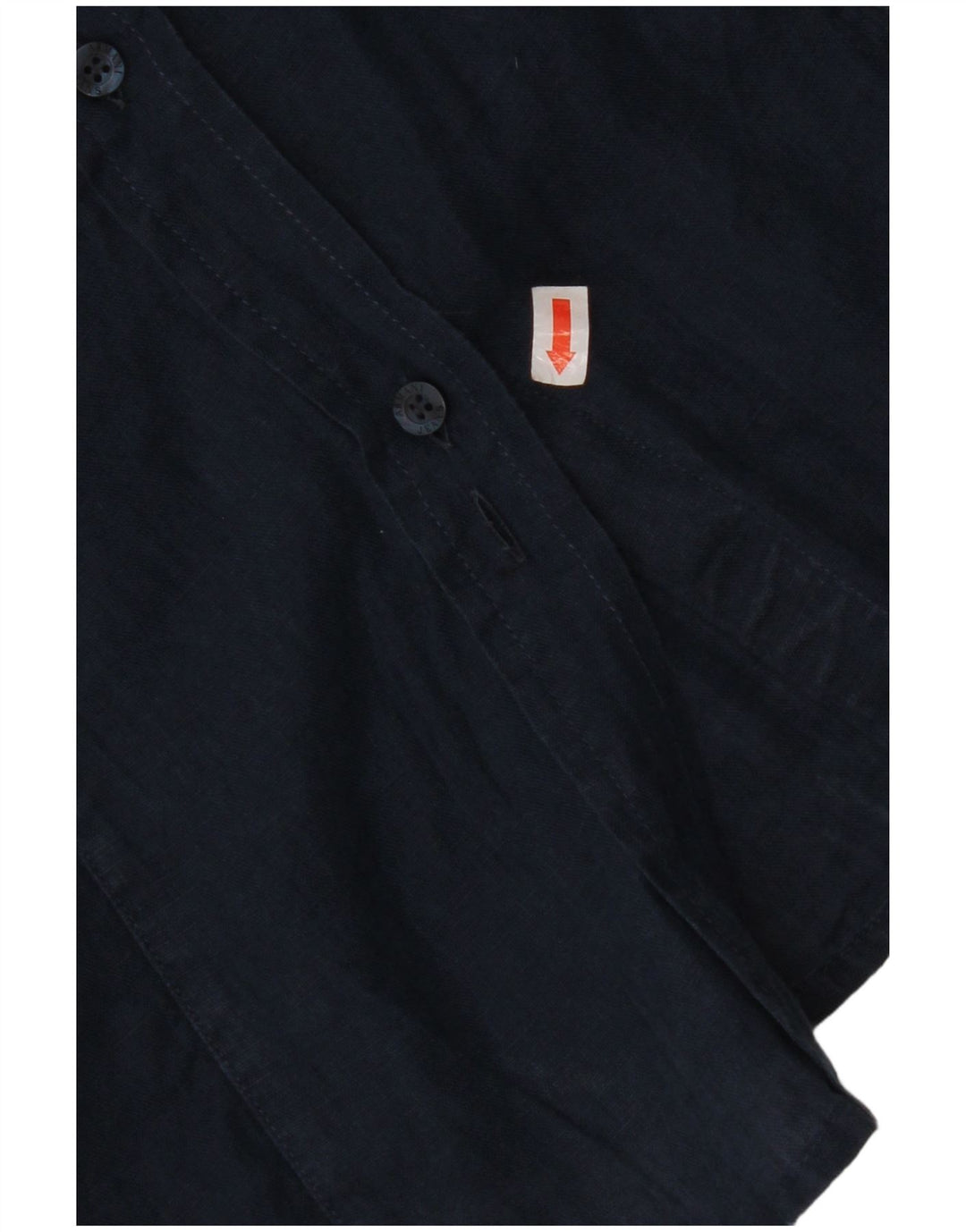 ARMANI JEANS Camicia a maniche corte da donna Camicetta UK 12 Lino medio blu navy