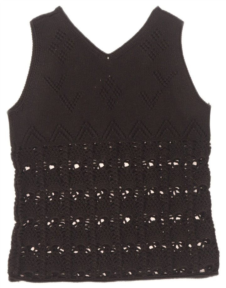 Canottiera vintage da donna UK 12 media nera