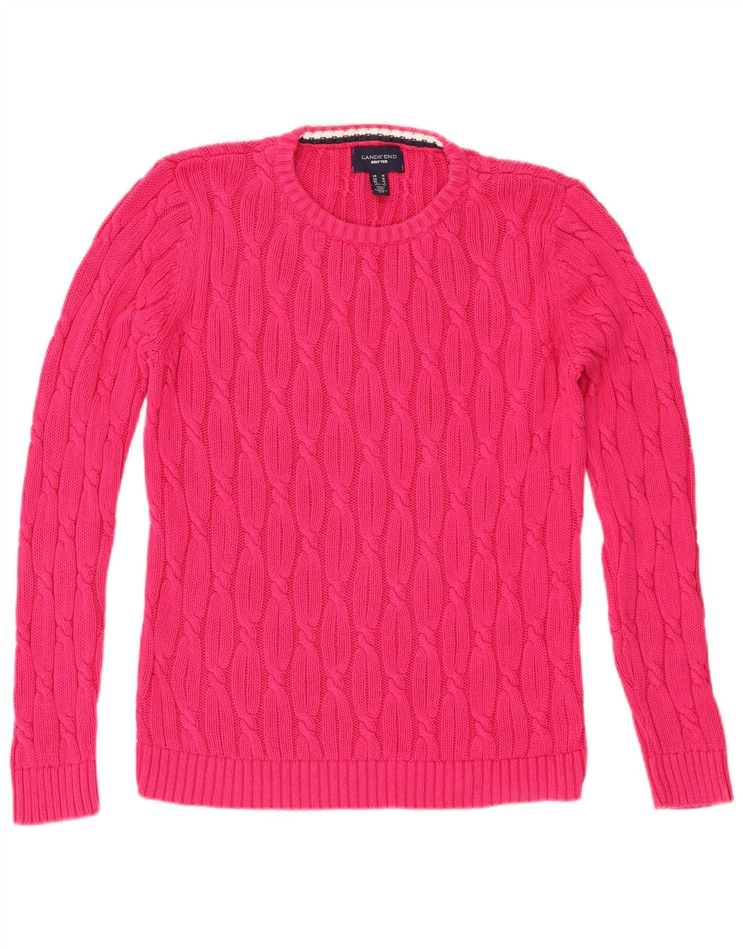 Maglione maglione girocollo da donna Lands End UK 14 Cotone rosa medio