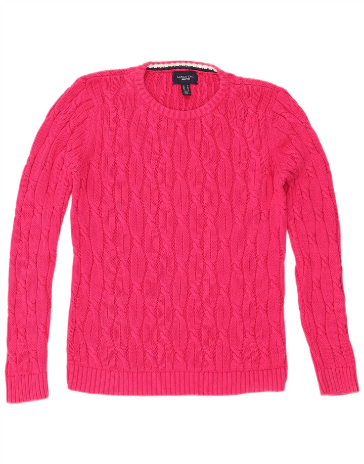 Maglione maglione girocollo da donna Lands End UK 14 Cotone rosa medio