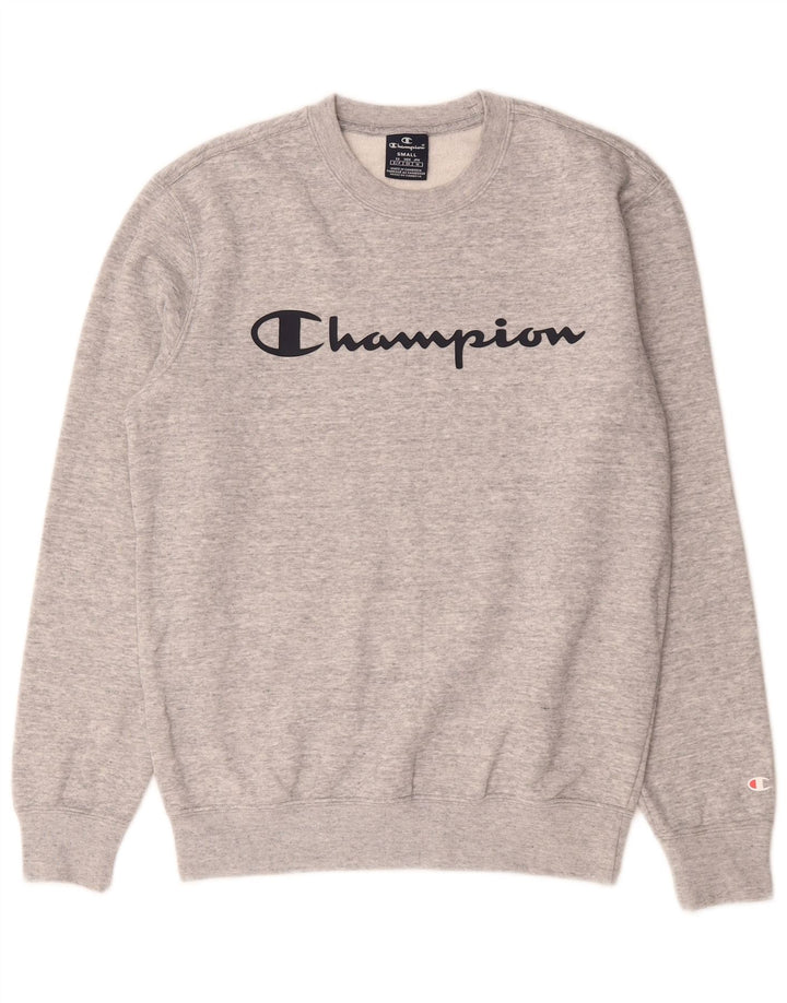 Felpa grafica da uomo Champion, maglione piccolo, cotone grigio