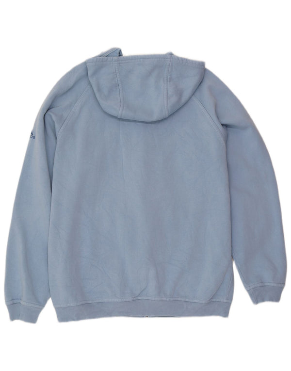 Felpa con cappuccio e zip grafica da uomo Adidas UK 42/44 grande blu