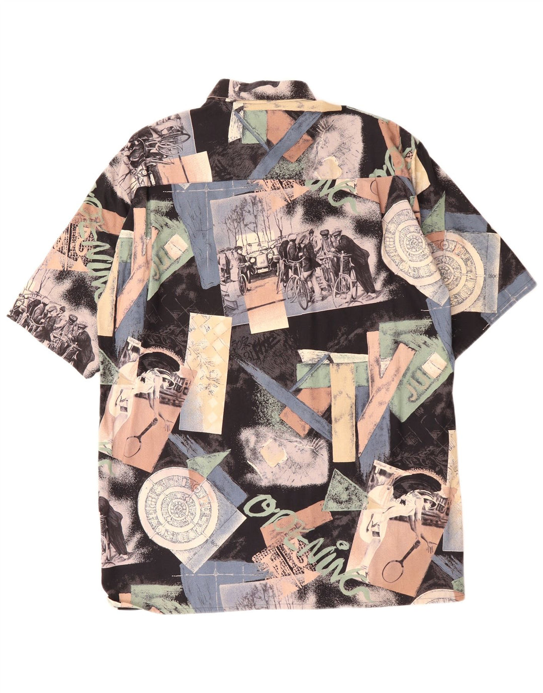 RUDNICK Camicia da uomo a maniche corte con motivo astratto medio multicolore