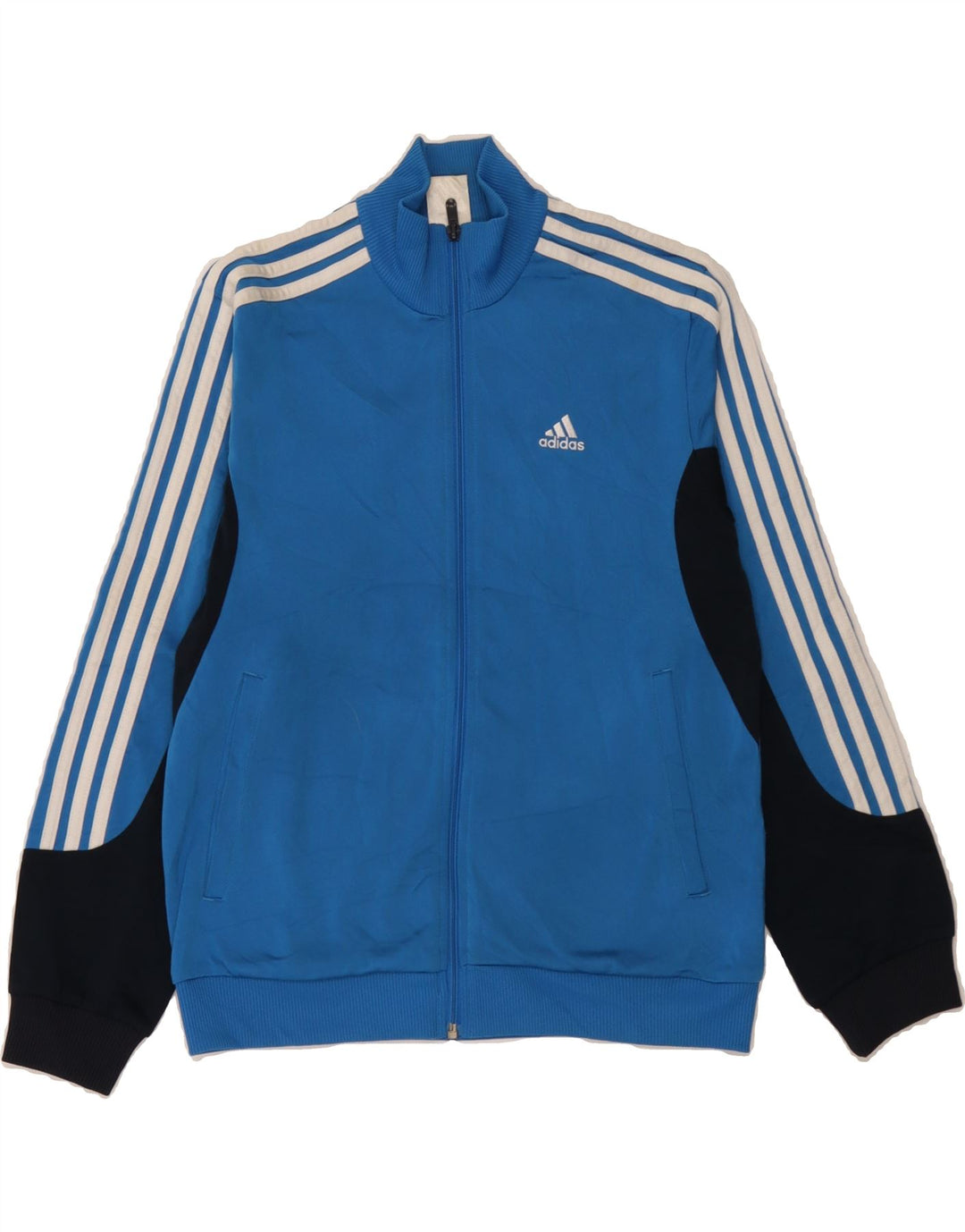 ADIDAS Boys Tracksuit Top Jacket 11-12 Years Blue Colourblock Polyester Vintage Adidas and Second-Hand Adidas from Messina Hembry 